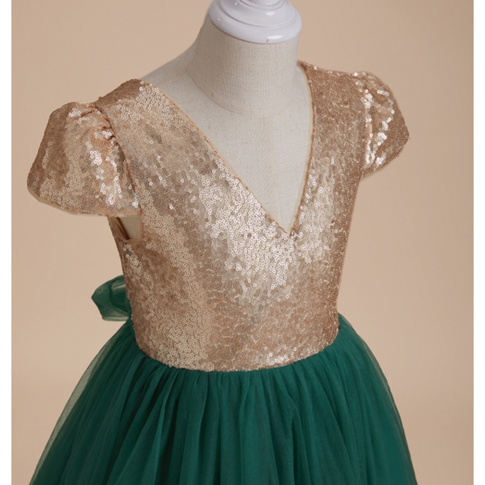 Flower Girl Dress,Christmas Dress, pageant dress sequin and tulle
